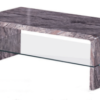 Grey Marble Effect Coffee Table with Glass Shelf (W 110 X D 60 X H 40 cm)