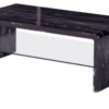 Black Marble Effect Coffee Table with Glass Shelf (W 110 X D 60 X H 40 cm)