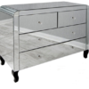 Plain Mirrored 2+2 Chest with Wood Legs W 100 X D 42 X H 75 cm