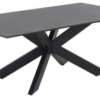 Stone Coffee Table with Matte Black Steel Cross Legs (W 110 X D 60 X H 40 cm)