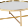 Mirrored Top Coffee Table with Gold Steel Frame (W 105 X D 105 X H 40 cm)