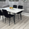 White Marble Effect Dining Table with Matte Black Legs