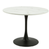 White Marble Effect Top Round Dining Table with Matte Black Steel Base (W 90 X D 90 X H 75 cm)