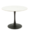 White Ceramic Top Round Dining Table with Matte Black Steel Base (W 90 X D 90 X H 75 cm)